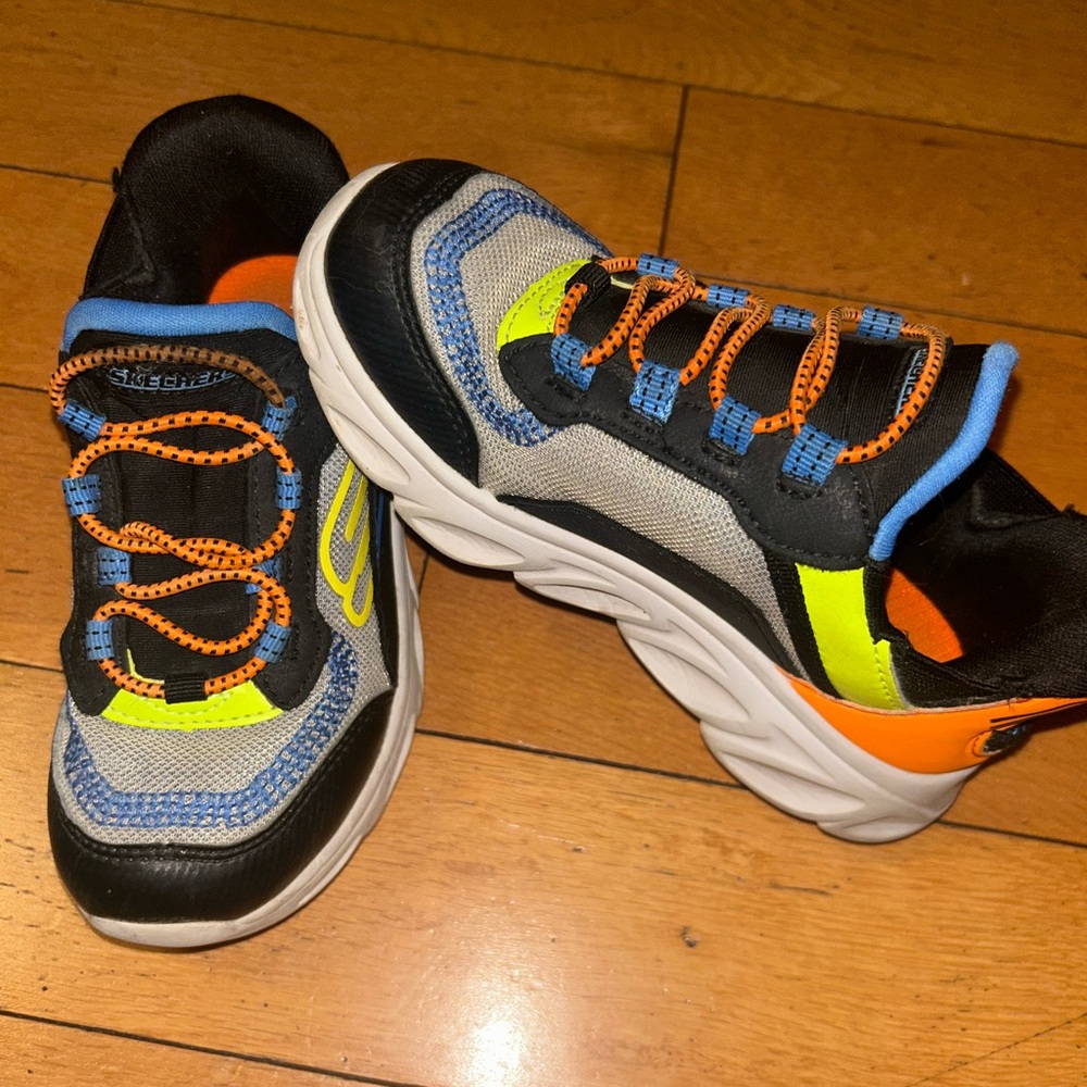 Skechers Kids' Sneakers in Black, Blue, and Neon